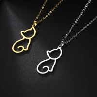 sipuris cute cat necklace for women men stainless steel animal necklace fashion jewelry christmas gift accessories 2021 new