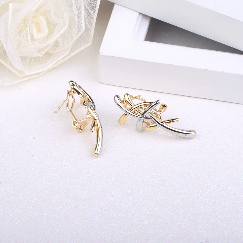 

GorGor Dangle Earrings Women Originality Statement Two-color Cross Creative Individuality Party Trendy Jewelry R20200520397d