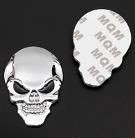 2x 3d auto stickers metal skull shape chrome badge emblem decal motorcycle modified car accessories