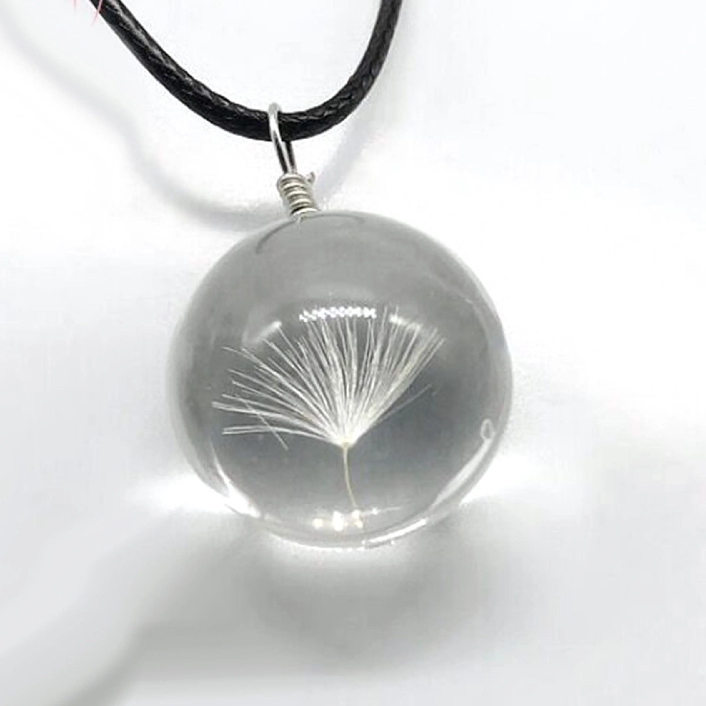 

Spherical natural dandelion specimen glass pendant key chain necklace earring accessories (without chain)