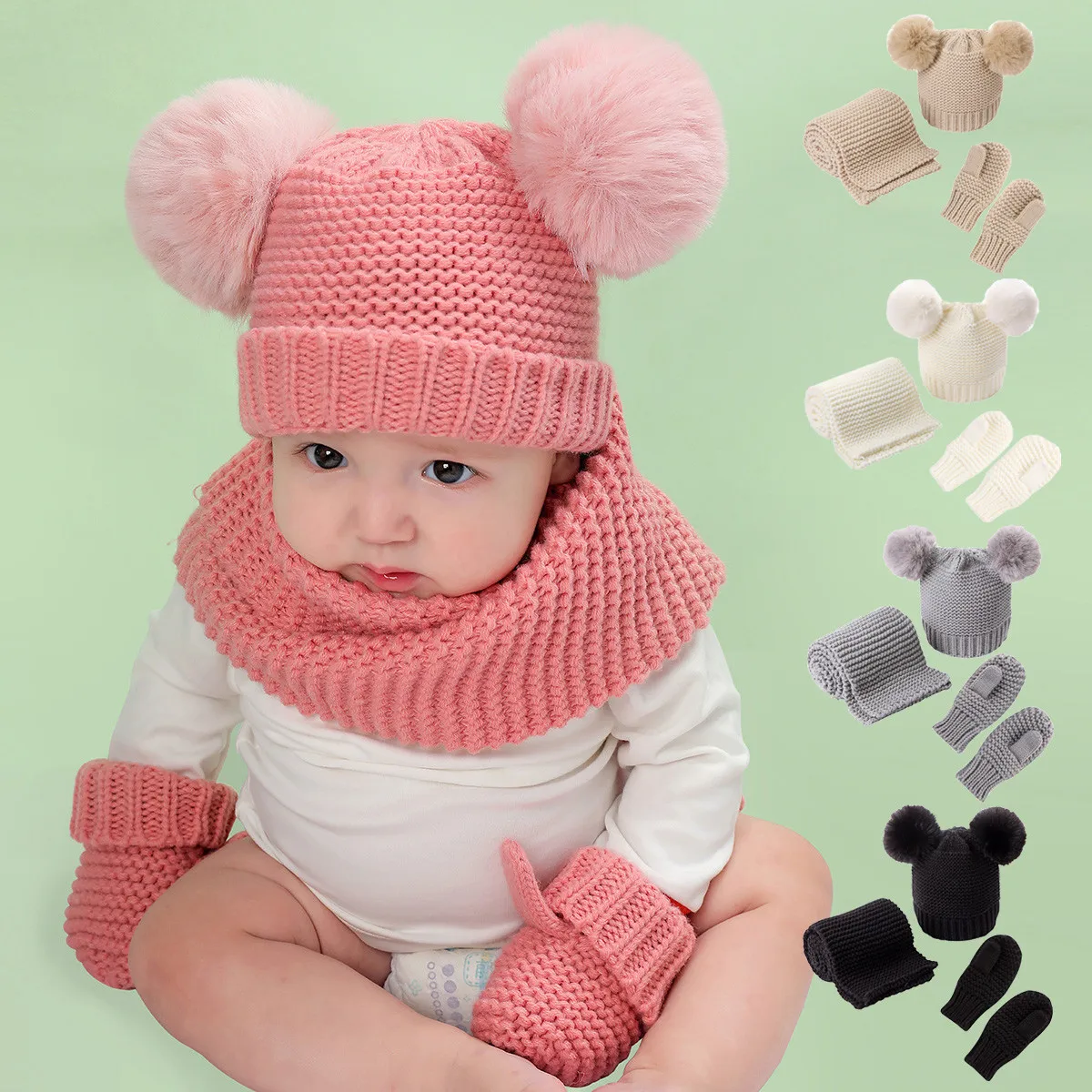 Детская шапка бини с помпоном для мальчиков и девочек маленьких зимняя теплая