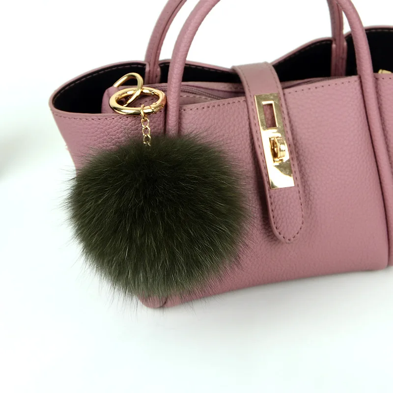 Настоящее большой Лисий меховой помпон брелок пушистый кулон Для женщин Шарм