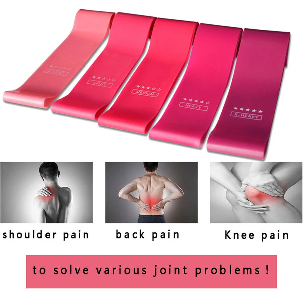 

5pcs Strength Gym Physio Home Exercise Yoga Fitness Workout Equipment Heavy Duty Resistance Bands Pilates Loop Elastic Belt