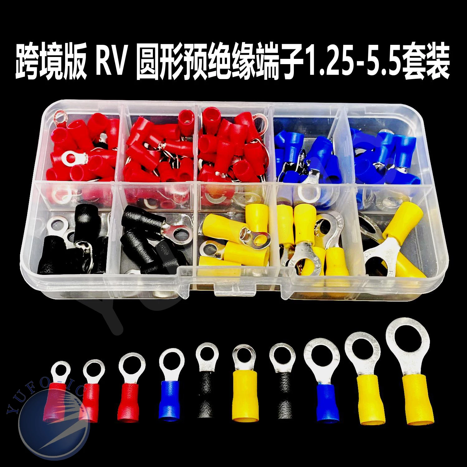 102PCs RV Ring Terminal RV1.25-3-4-5 RV2-5-6 RV3.5-4-5 RV5.5-4-6-8 Pre-Insulated frok u-type wire Copper Electronic Crimp kit - купить по