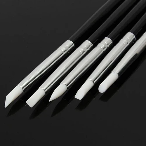 5 штук Мягкие силиконовые щетки конструкции искусства ногтя Скульптура резьба