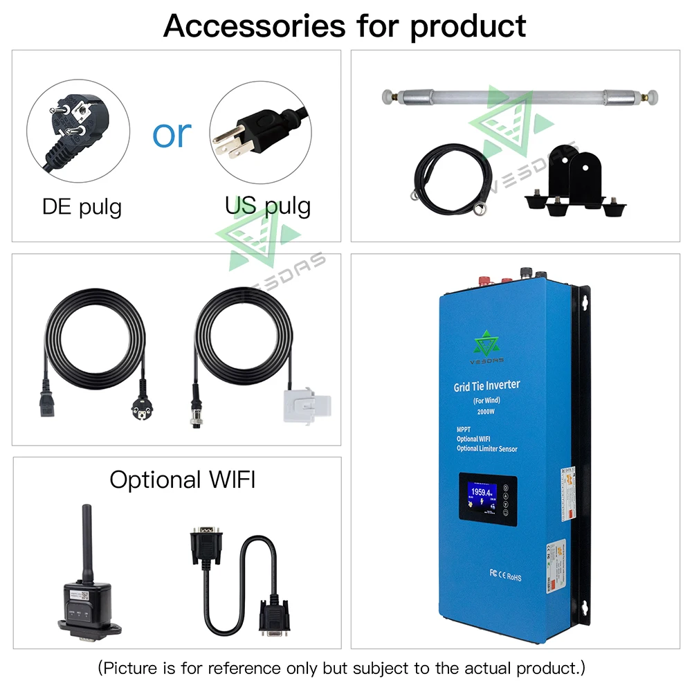 2000 Вт 3 фазный ветровой инвертор переменного тока с внутренним датчиком