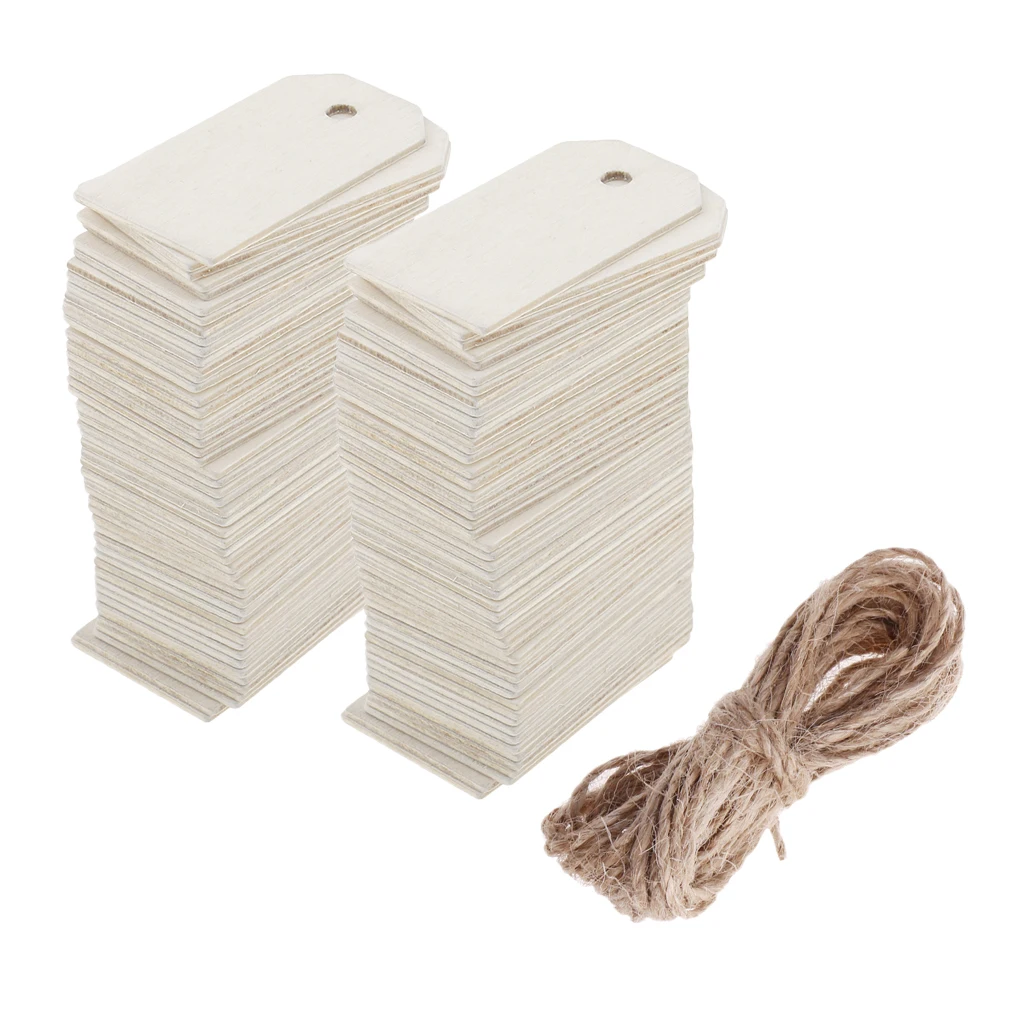 

100 Pieces Blank Wooden Rectangle Tags Gift Tag For Wedding With
