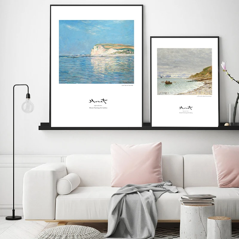 Элегантная Картина на холсте с изображением Клода Моне пляжа неба пейзажа