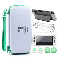 heystop switch oled storage carry bag accessories kit pc clear cover case screen protector for nintendo switch oled