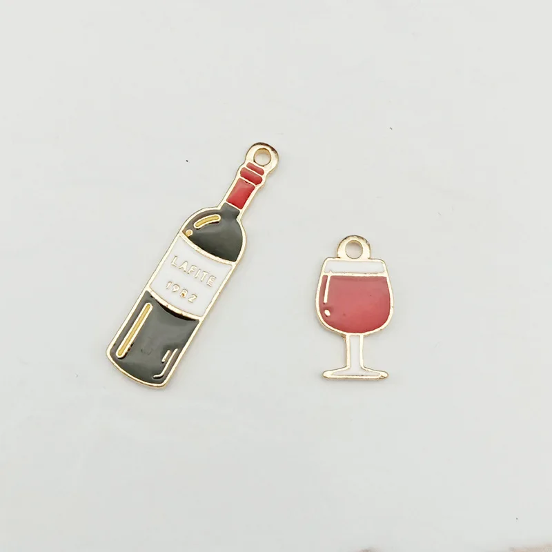 10 шт./упак. в форме бокала с красным вином напиток эмаль подвески металлические
