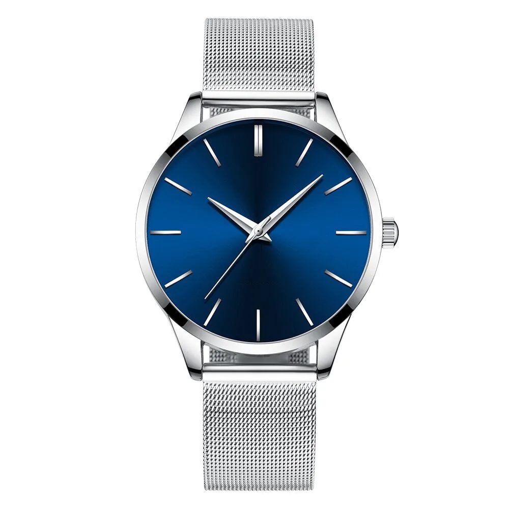 

100pcs / lot foreign trade popular fashion watch ultra black mesh band men's and women's quartz watch simple style popular Watch
