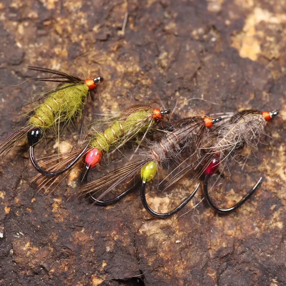 

Bimoo 6PCS/Lot #12 Hare's ear Nymph Fly Rainbow Brown Brook Trout Greyling Caddis Nymph Lures Barbless Hook Fishing Wet Flies