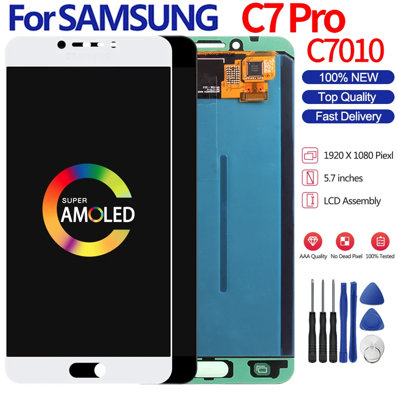 Оригинальный Super Amoled для Samsung Galaxy C7 Pro C7010 SM-C7010 ЖК-дисплей с сенсорным экраном