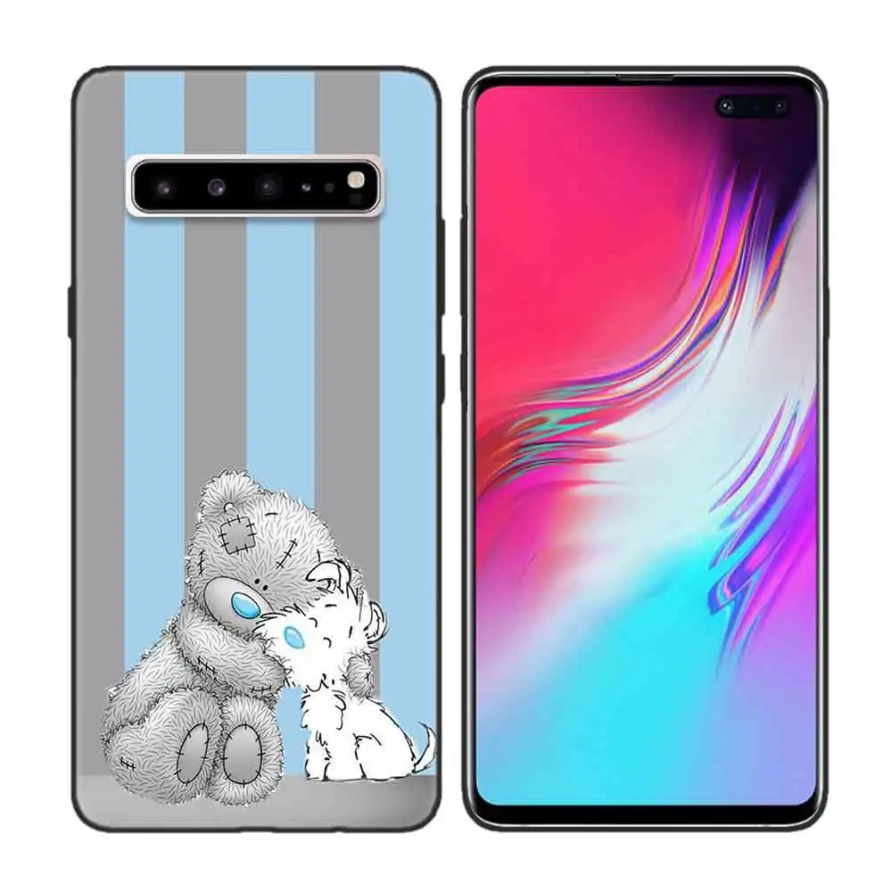Черный мягкий силиконовый чехол-накладка для samsung Galaxy S7 S8 S9 S10 5G S10E J4 J6 J8 M20 Note 8 9 Edge Plus Cas потрёпанный плюшевый медвежонок - Цвет: Небесно-голубой