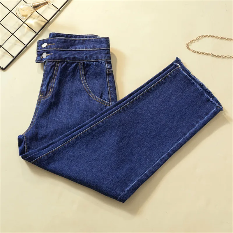 JUJULAND женские свободные винтажные шаровары синие джинсы брюки с высокой талией