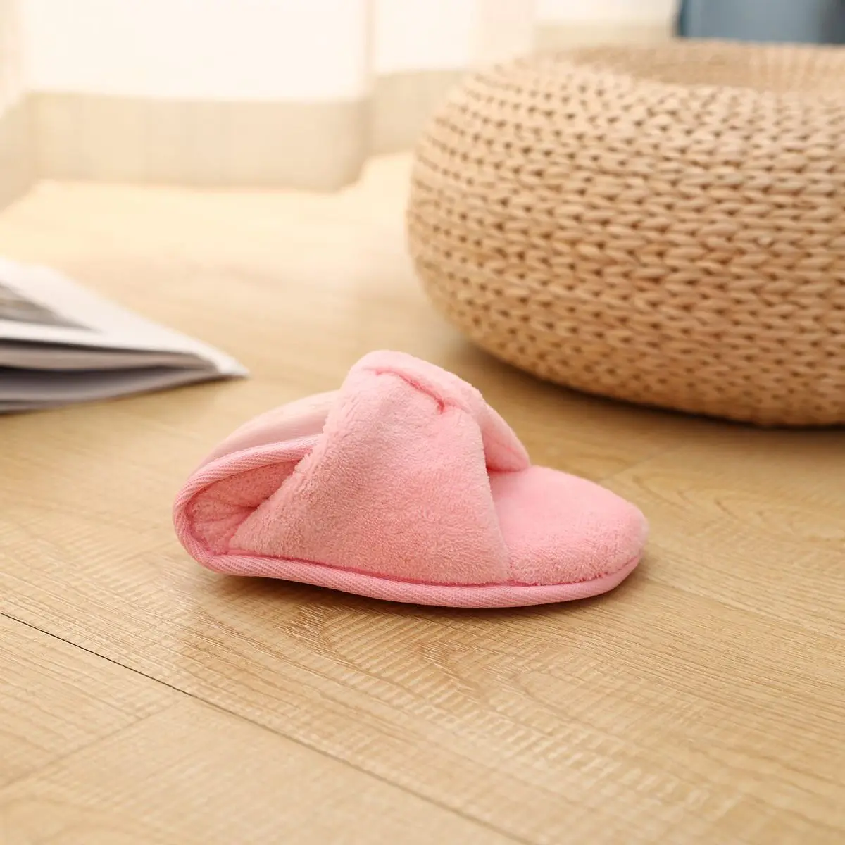 Тапочки домашние для девочек 4 цвета без пальцев с бантом мягкие и удобные