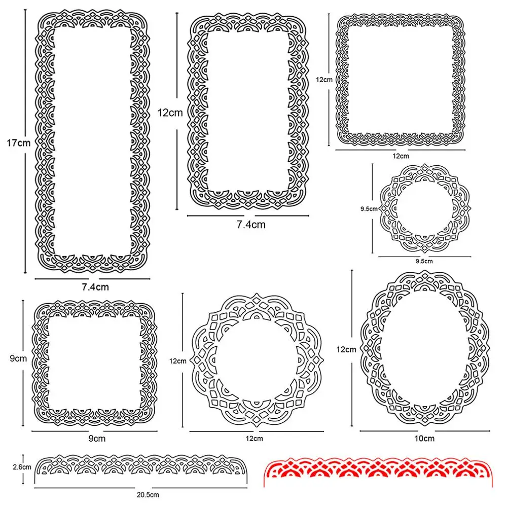 5 типов Рамки Прямоугольник круг квадратный Овальный и граница металлические