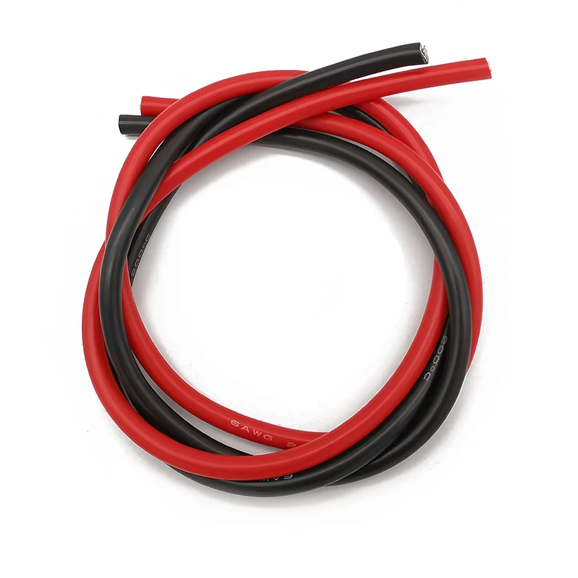 Силиконовый кабель 6AWG термостойкий мягкий силиконовый провод 1 метр красный +