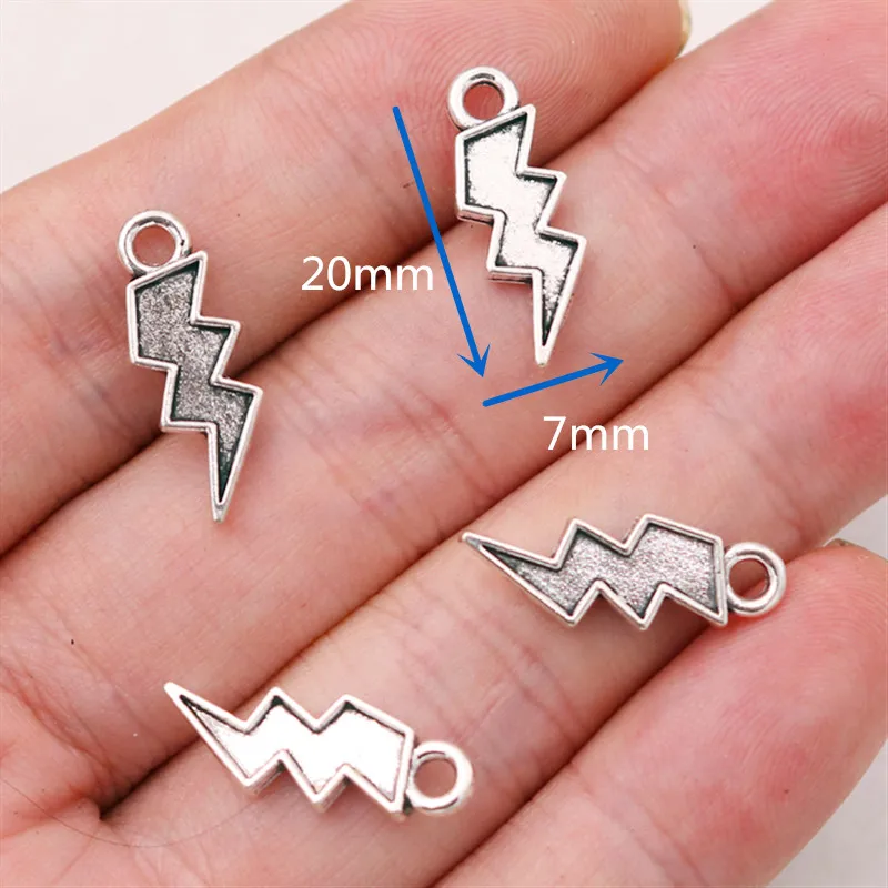 

30pcs Popular Mini Lightning Charm Necklace Bracelet Pendant DIY Metal Jewelry Handicraft Making A1819