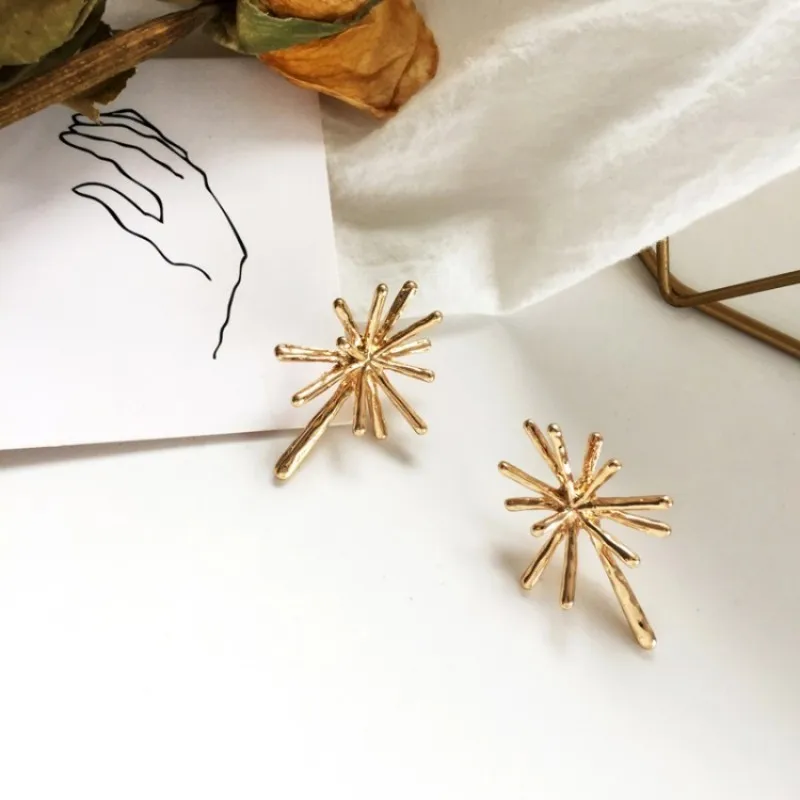 Женские серьги гвоздики в Корейском стиле с жемчугом и геометрическим рисунком