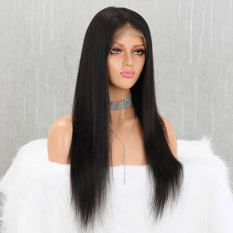 Yeahwigs 13*6 прямой поддельный парик из кожи головы 150% шелк прямые парики для черных женщин