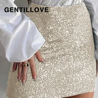 casual y2k glitter short pencil skirts sexy high waist sequins mini bodycon skirt elegant office lady wrap party club skirt