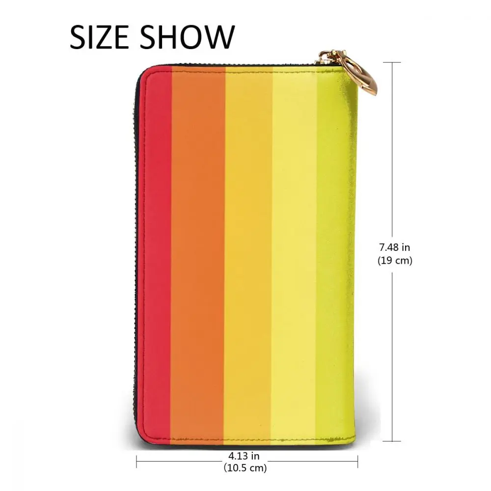 

Striped Multicolored Rainbow Long Wallet with Credit Card Slots ID Holder Checkbook Organizer Zipper Coin Purse