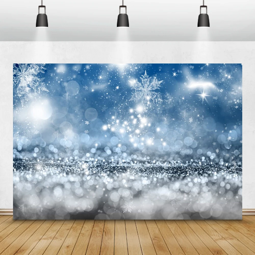 

Dreamy Photography Background For New Year Wedding Glitters Light Bokeh Snowflake Party Photographic Backdrop For Photo Studio