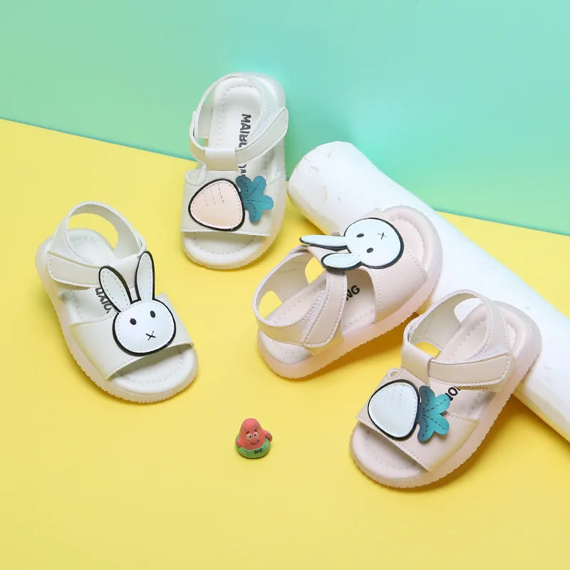 

Cute Rabbit Summer Baby Sandals 1-3 Years Old Girl Children Flats Shoes Toddler Girls First Walkers Pu Leather Clogs