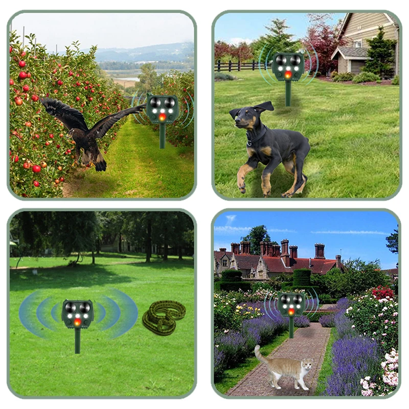Отпугиватель животных на солнечной батарее ультразвуковой отпугиватель кошек и
