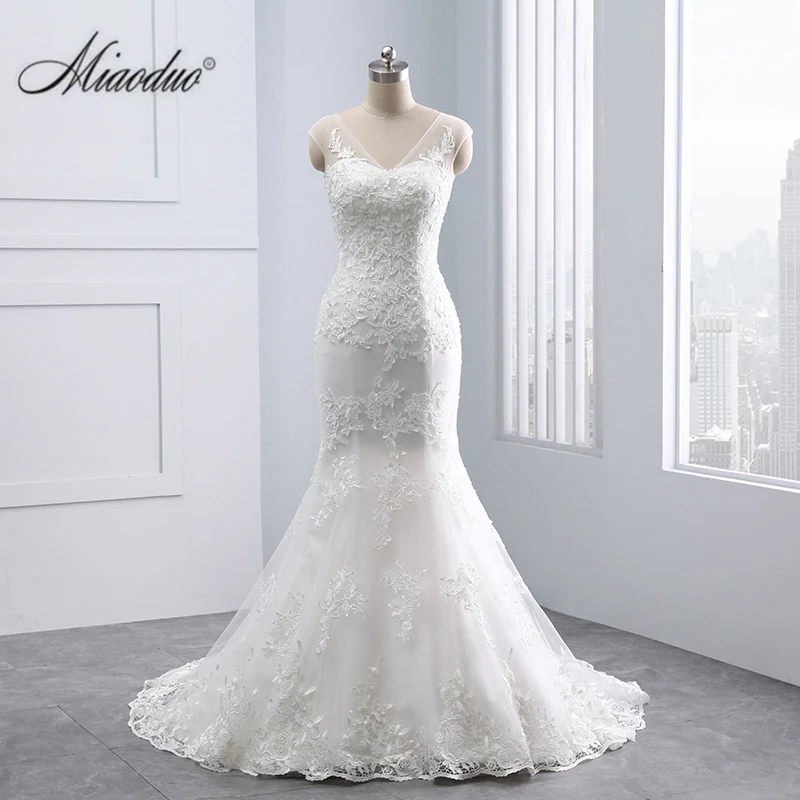 

Miaoduo Wedding Dress 2022 Mermaid Tulle Appliques Princess Lace Wedding Bridal Gowns Robe De Mariee Real Photos