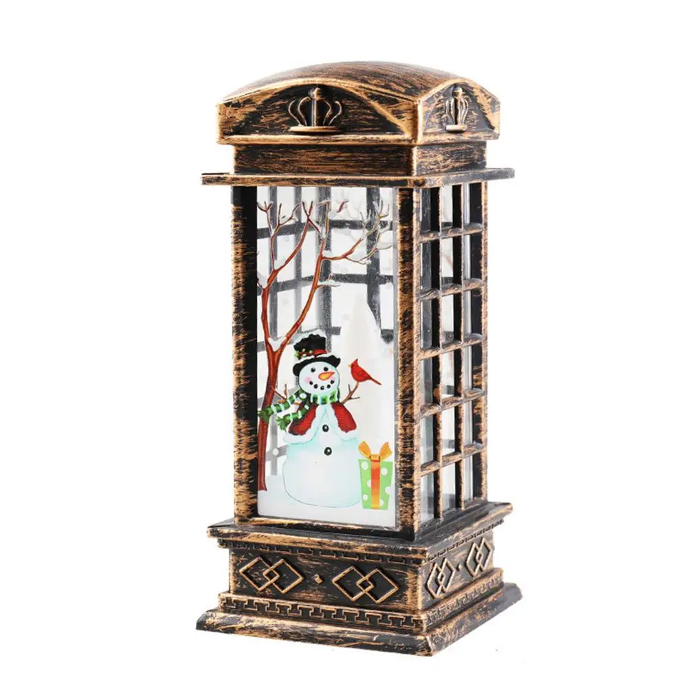 

Christmas Lantern Light Santa Claus Snowman Elk Wind Lamp Vintage Phone Booth Night Light For Decor Garden Courtyard Fairy Light