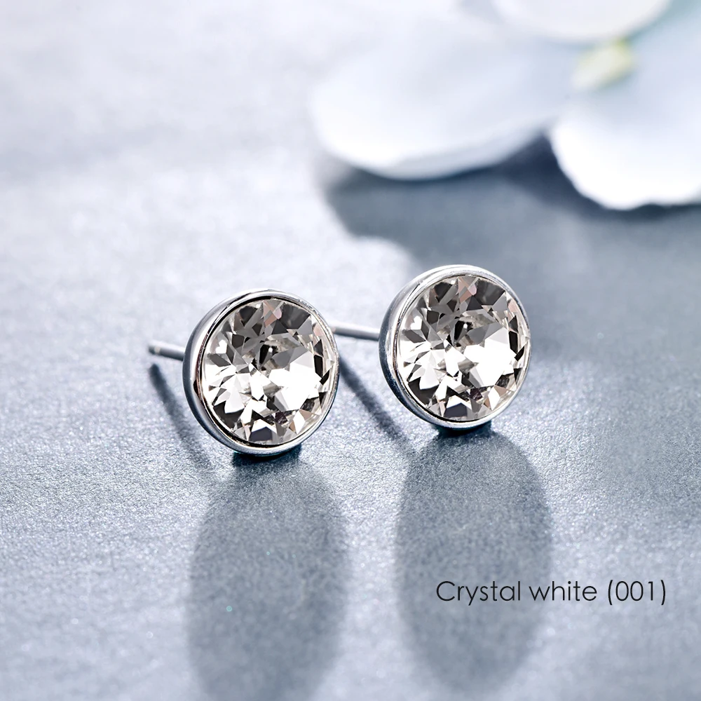 Серьги с кристаллами Swarovski, серьги из стерлингового серебра, круглые серьги для женщин, модные серьги-гвоздики, свадебные ювелирные изделия для офиса