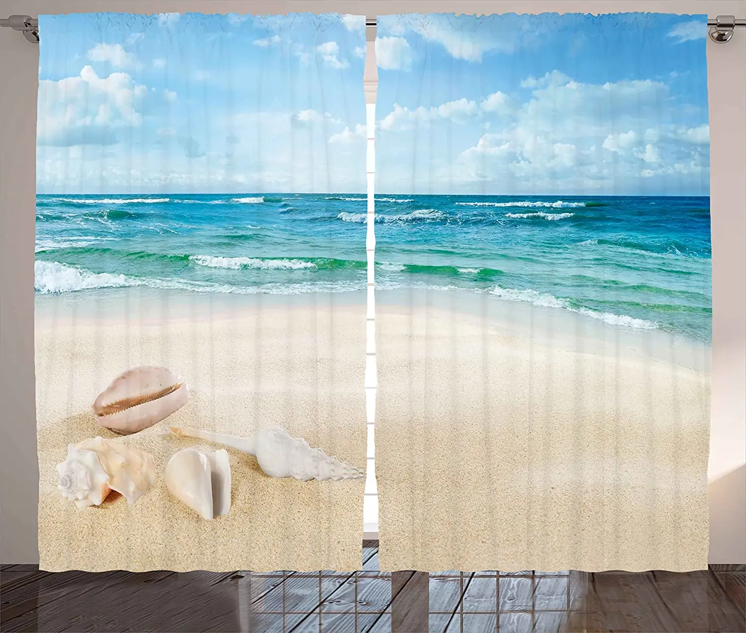 

Морские шторы с ракушками, занавески для гостиной, пляжа, морских волн, с принтом, летние праздничные солнцезащитные шторы