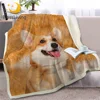 BlessLiving Corgi Dog Throw Blanket on Bed 3D Animal Soft Sherpa Fleece Blanket Brown Bedspreads Fur Print Bedding 150x200cm 1