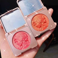 2 color blush pallete pink orange pigment embossed rouge face cheek dyed tint makeup blusher natural long lasting cosmetic tslm1
