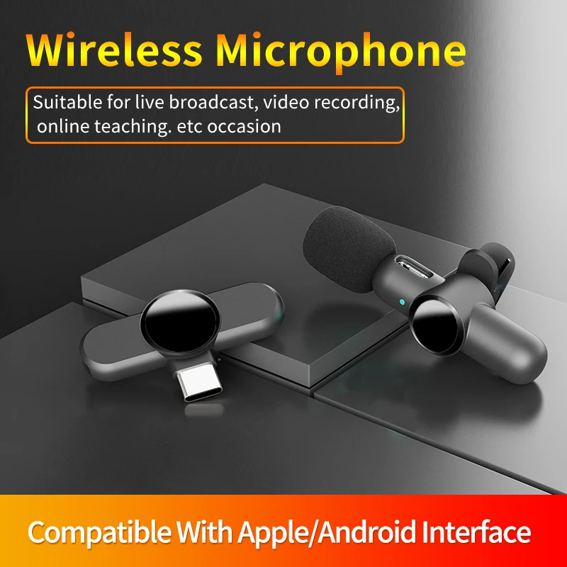 

Wireless Microphone Lavalier Mini Noise Reduction Portable Audio Video Recording For IPhone Android Live Game Mobile Phone