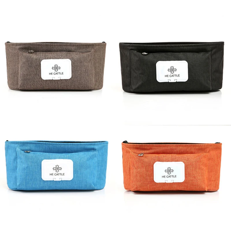 

Baby Stroller Organizer Bag Stroller Accessories Universal Pram Phone Bottle Cup Holder Fashion Gray Diaper Hanging Bag For Moms