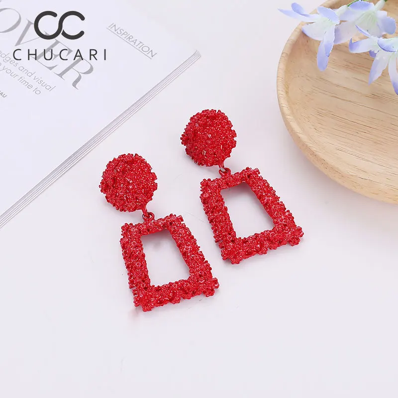 CHUCARI трендовые большие Винтажные серьги золотые серебряные металлические