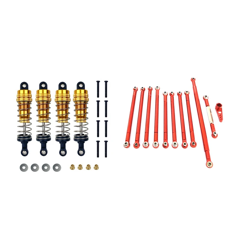 

For MN86K MN86KS MN86 MN86S MN G500 Metal Shock Absorber Damper ,Yellow & Metal Pull Rod Steering Servo Link Rod,Red