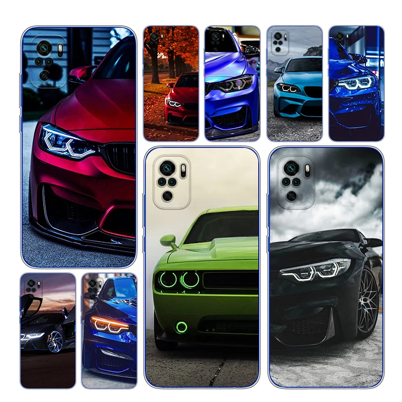 

For Xiaomi Redmi Note 4X 5A 5 6 7 8T 8 9T 9S 9 10 10S 11 Pro Max Soft TPU Blue Red Sport Car Transparent Phone Case