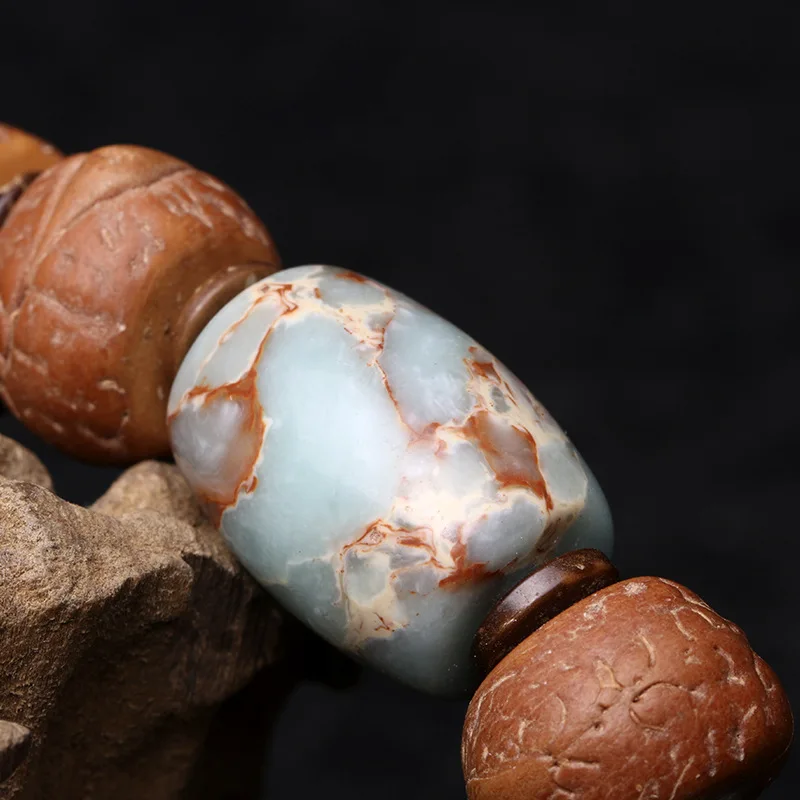 

Trendy fashion retro personality 14mm water hyacinth red skin Shoushan stone bracelet exquisite custom gift for men and women