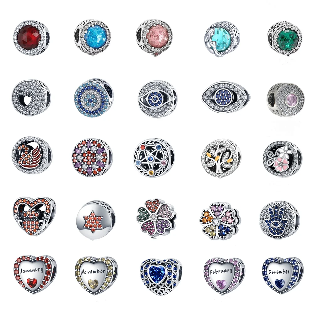 

Genuine 925 Sterling Silver Devil's Eye Beads Pendant Fits Original Pandora Bracelet Homemade DIY Ladies Fashion Jewelry