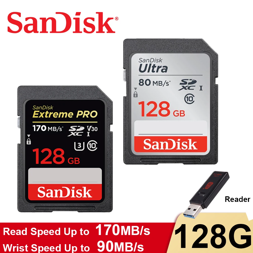 

Карта памяти SanDisk Extreme PRO SDXC стандарта C10 U3 V30, SD-карта 4K UHD объемом 64 ГБ, 32 ГБ, 128 ГБ, 512 ГБ, 16 ГБ, карта памяти Ultra SD