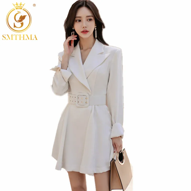 Женское мини платье с длинным рукавом корейское белое весна лето 2019|Женские