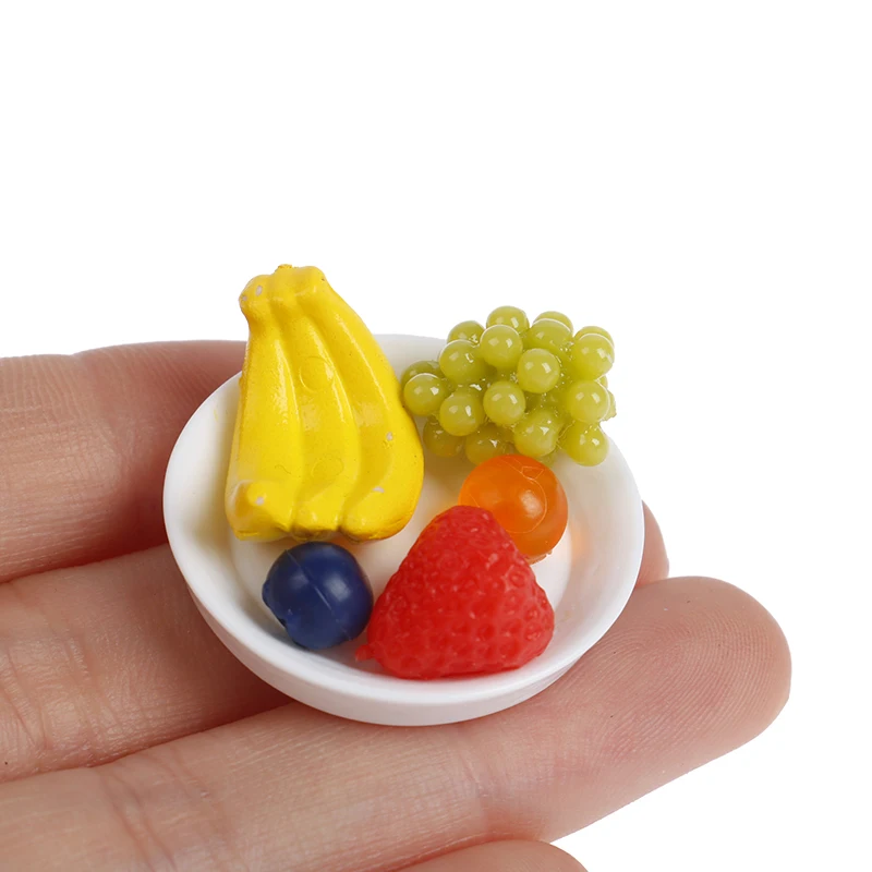 

1/12 Миниатюрные аксессуары для кукольного домика мини фрукты из смолы тарелка имитация мебели поднос для еды модель игрушки для украшения к...