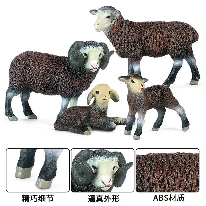 

4 Pcs/Set Simulation Sheep Decoration Model Set Farm Animal Model Home Decoration Accessories Craft Ornaments Toy