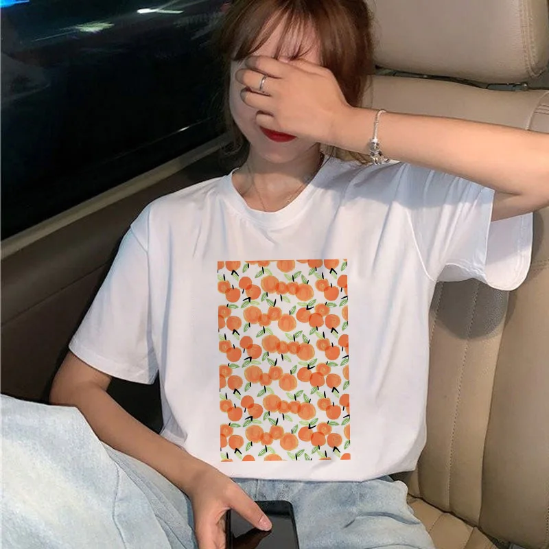 

Women T-shirt 2022 Fashion Retro Tops Casual T Shirt Fruit Print Tshirt Summer O-neck Short Sleeve Tshirt Harajuku T-shirt Femme