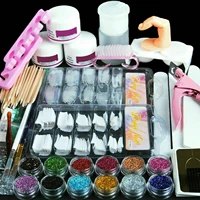 acrylic powder nail art tool starter kit nails tips brush file form diy kit for beginners nail glitter powder manicure full set