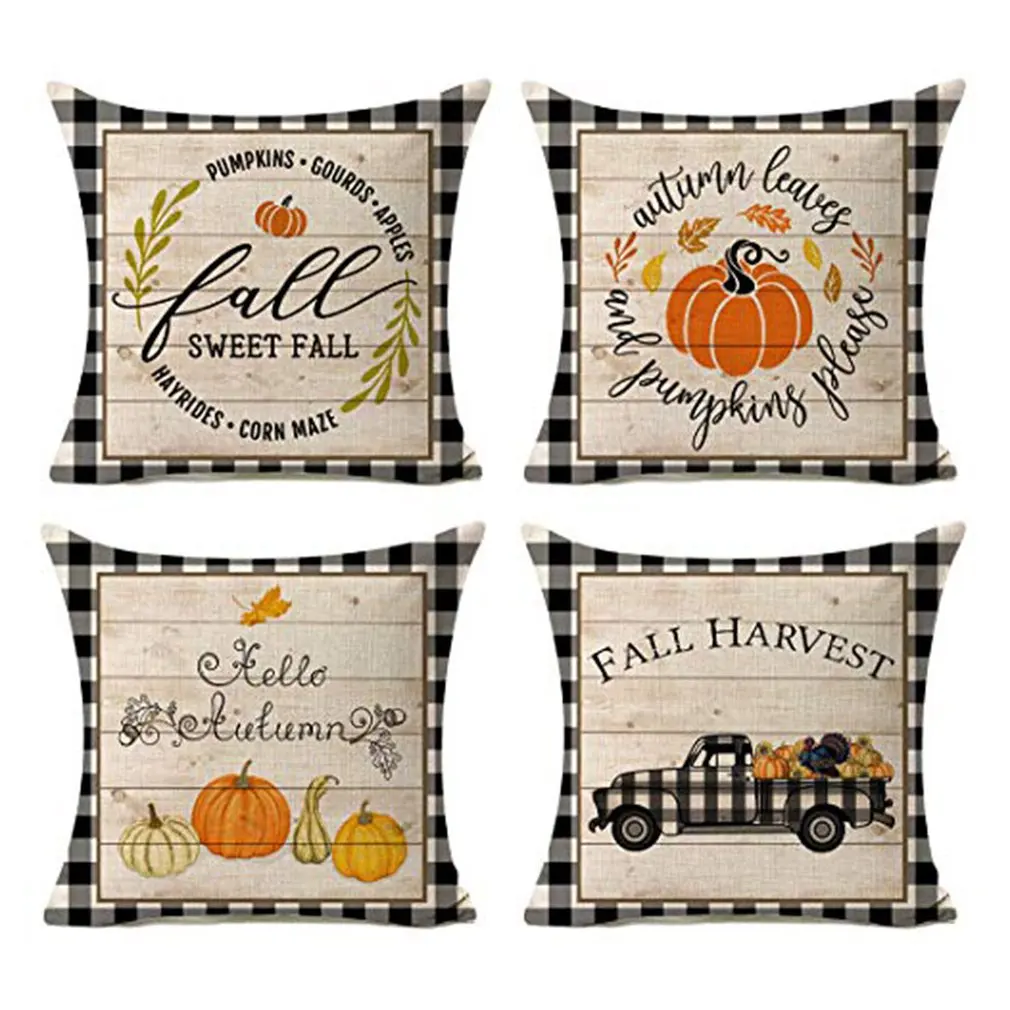 

Pillow Set Nordic Retro Car Pumpkin Print Pad Car Sofa Pillow Set Fashion Beautiful Skin-friendly Home Supplies